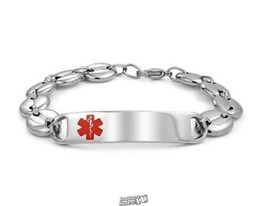 7" Personalized Steel Mariner Link Chain Medical ID Alert Bracelet "Diabetic" - £30.36 GBP