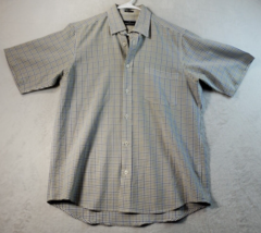 Bugatchi Uomo Shirt Mens Size Medium Multi Check Short Sleeve Collar Button Down - £18.18 GBP