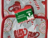 Set 2 Printed Kitchen Pot Holders (7&quot;x7&quot;) CHRISTMAS,CUPS &amp; DONUTS,LET IT... - £6.22 GBP