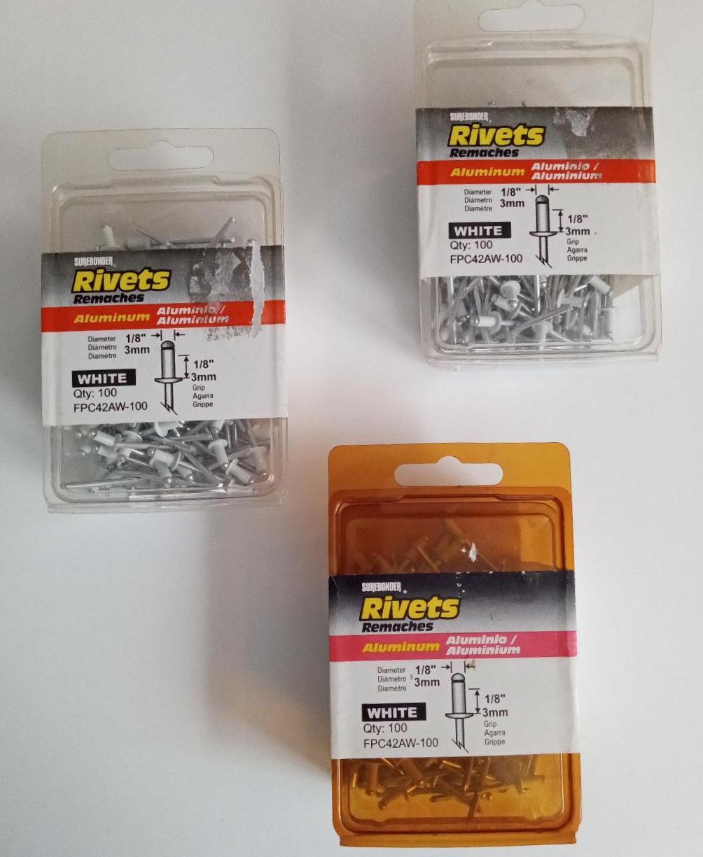 Surebonder Rivets Remaches Aluminum White 3mm 1/8 inches