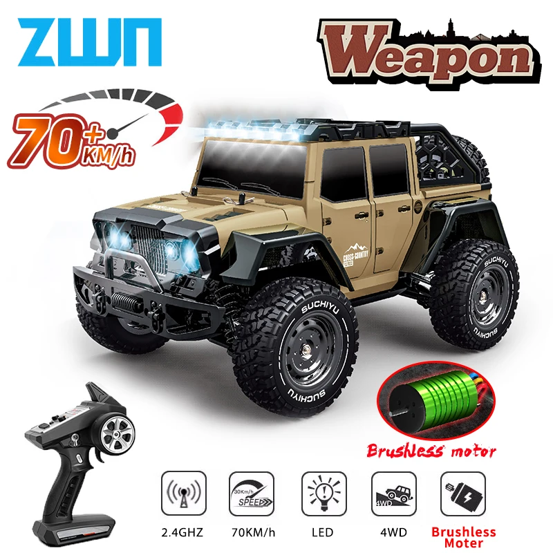 ZWN 1:16 4x4 Off Road Rc Car 4WD Brushless Remote Control Truck 70KM/H Or 50km/h - £96.23 GBP+