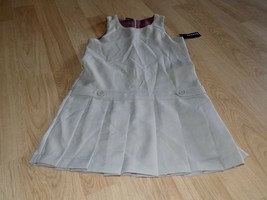 Girls Size 8 George Khaki Tan Beige School Uniform Pleated Jumper Dress New - £13.62 GBP