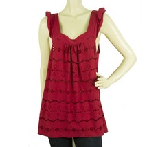 Manoukian Romantic Deep Red Broderie Cami Tank Vest Sleeveless Top sz XL - $765.21 MXN