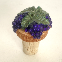 Basket of Grapes Cork Bottle Topper Hand Painted Ceramic Porcelain 17.5m... - $8.99
