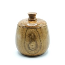 Handmade Wooden Spice Container SemiWaterproof Wooden Jar with Lid 8.5X8... - £23.45 GBP