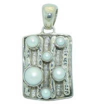 Created Pearls Accent Pendant Real Solid .925 Sterling Silver 14.4g - $133.56 CAD