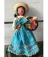 Vtg Handcrafted? Mexican Girl Doll 10&quot; Folk Art Sombrero Leather Sandals... - $653.05 MXN