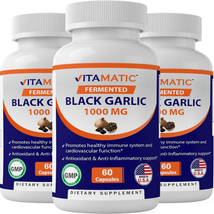3 Pack Fermented Black Garlic Extract 1000 Mg 60 Capsules - Non-Gmo, Gluten Free - £43.65 GBP