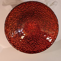 Vintage Large Burnt Orange &amp; Gold Glass Decorative/ Textured Bowl 90s - £29.72 GBP