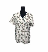 Beverly Hills Scrub top:Butterflies &amp; Teddy Bears Side Medium M Happy - $7.66