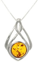 Jewelry Trends Baltic Amber Drop Sterling Silver Pendant Necklace 18&quot; - £43.94 GBP