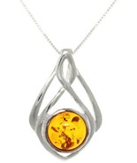 Jewelry Trends Baltic Amber Drop Sterling Silver Pendant Necklace 18&quot; - $85.77 CAD