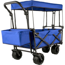 VEVOR Folding Wagon Cart Collapsible Garden Cart w/Canopy 220lbs Capacity Beach - £116.98 GBP