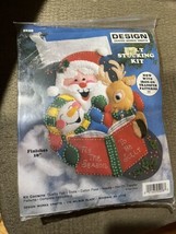 Santa &amp; Rudolph Felt Stocking Kit 16&quot; Design Works 5028 Sequins Vintage - $12.16