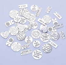 Word Charms Quote Charms Inspirational Charms Tag Charms Assorted Pendants 40pcs - £15.81 GBP