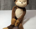 Kids line brown tan monkey plush blue hat cap long hanging arms baby saf... - $24.49
