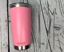 20oz Pink Tumbler Double Wall Stainless Steel Vacuum Insulated Travel - £14.41 GBP