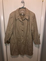 Dressbarn Woman SZ 22W Button Front Lined Long Coat Beige - £17.44 GBP