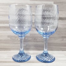 2-Vintage Libbey Blue Swirl 10 oz. Wine Water Goblets - $30.60