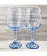 2-Vintage Libbey Blue Swirl 10 oz. Wine Water Goblets - £24.11 GBP