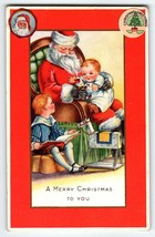 Santa Claus Christmas Postcard Saint Nick Sitting In Chair Children Whitney - £12.33 GBP