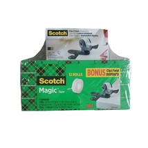 3M Scotch Magic Tape 12 Rolls Bonus dispenser Christmas Holiday Gift Wrapping - £11.51 GBP