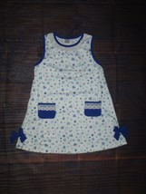 NEW Boutique Girls Blue &amp; White Floral Sleeveless Pocket Dress - £9.40 GBP