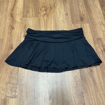 Lands End Womens Solid Black Swim Skirt Attached Brief Ruched Flirty Siz... - $27.72