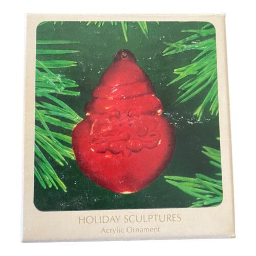 1985 Hallmark Keepsake Red Acrylic Santa Christmas Ornament Holiday Sculptures - $10.46