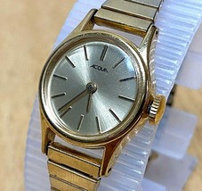 Vintage Acqua-Timex Lady Gold Tone Stretch Band Hand-Wind Mechanical Watch Hours - £8.51 GBP