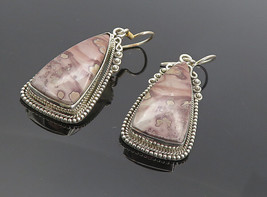 925 Sterling Silver - Vintage Spotted Purple Agate Dangle Earrings - EG3226 - £38.65 GBP