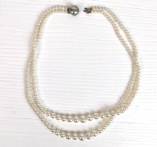 vintage double strand pearl necklace white silver tone broken clasp 8&quot; l... - £7.77 GBP