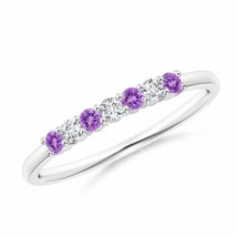 ANGARA Half Eternity Seven Stone Amethyst and Diamond Wedding Band in 14... - £565.54 GBP