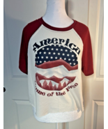 LuLaRoe Axel Short Sleeve Raglan Top Americana Collection Red/White/Blue... - $19.16 CAD
