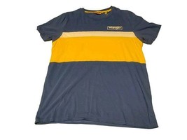 Wrangler Workwear Men&#39;s Henley Shirt Short Sleeve, Casual Fit, Yellow/blue/White - £10.51 GBP