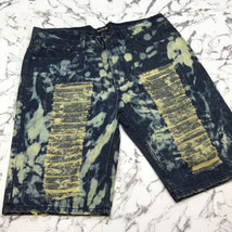 Men’s Makobi Dk Blue | Yellow Vintage Studed Denim Shorts NWT - £76.79 GBP