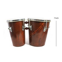 Professional Wooden Bongo Drum Bango Set Joint Body Dholak Natural Wood Brown - £43.38 GBP