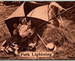 Fork Lightning Woman With Pitchfork Comic Romance UNP 1910 DB Postcard I4 - $9.85