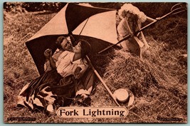 Fork Lightning Woman With Pitchfork Comic Romance UNP 1910 DB Postcard I4 - £7.72 GBP