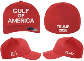 Gulf of America Trump Hat 4 Sided Embroidered Elon Musk Red Flex Fit Hat - $29.99