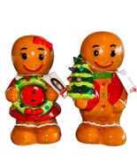 2 NEW Mr. Christmas Light Up Pegs Ceramic GINGERBREAD Man Woman Retro Ch... - $760.08 MXN