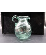 Vtg Blown Light Green Glass Pitcher w/ Applied Handle Swirl Optic Pattern - $70.20 CAD