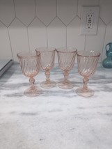 Set 4/Luminarc France Pink Swirl Optic &quot;Rosaline&quot; Wine Glasses 4 oz. - £27.86 GBP