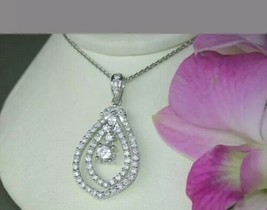 1Ct Rond Imitation Diamant Poire Forme Pendentif Collier 14K Plaqué or Blanc - £97.18 GBP