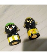Wood Salt Pepper Shakers with Earrings Vintage  - $14.01
