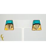 Sterling Silver Lapidary Inlay Clip-On Earrings Gorgeous - €392,54 EUR