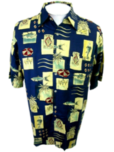 CAMPIA MODA vintage Men Hawaiian ALOHA shirt p2p 23&quot; sz M camp luau fish rayon  - £15.86 GBP
