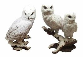 Woodlands Night Watch White Snow Owls Perching on Tree Branch Figurine S... - €85,23 EUR