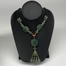 60.7g, 1mm-27mm, 21&quot; Natural Untreated Green Serpentine Beaded Necklace, P225 - £10.23 GBP