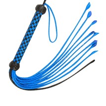 Real Cow Hide Blue Leather Flogger 09 Thick Tails Heavy &amp; Thuddy impact Whip - £21.89 GBP